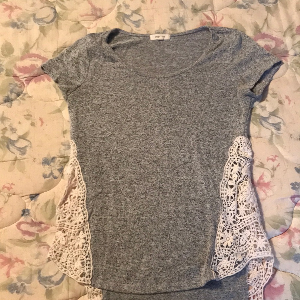 Grey soft shirt with lace sides